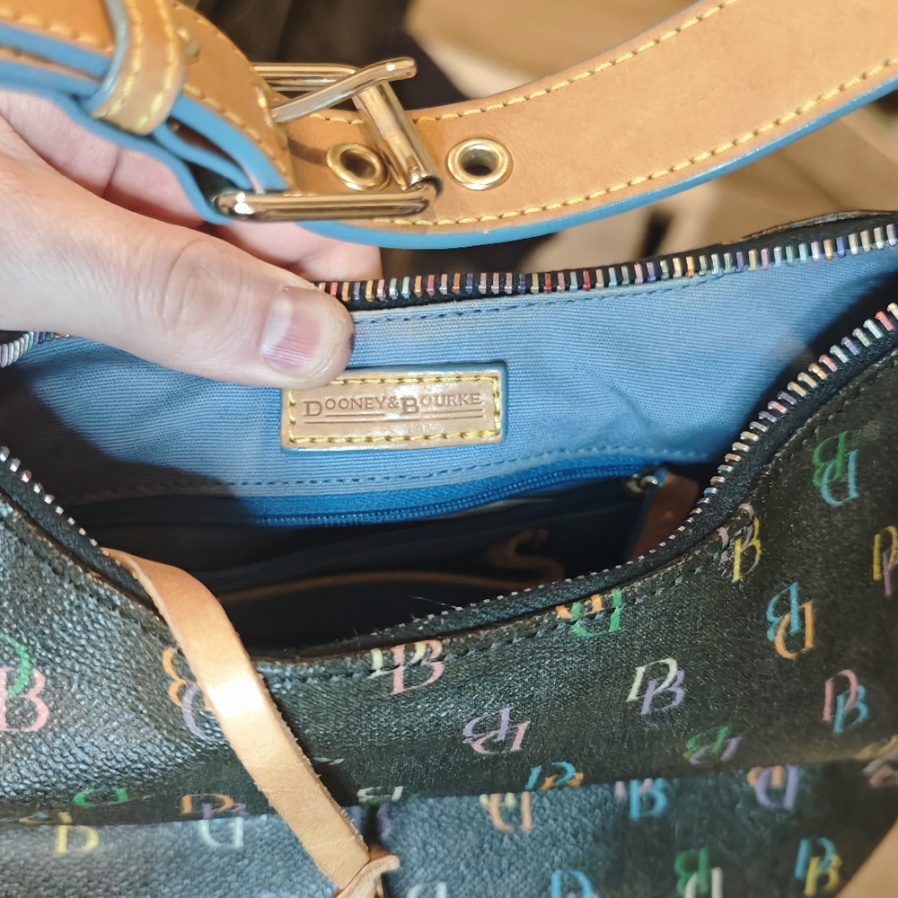 Dooney & Bourke Black Hobo Bag with Multicolor Monogram Logo - Picture 3 of 6